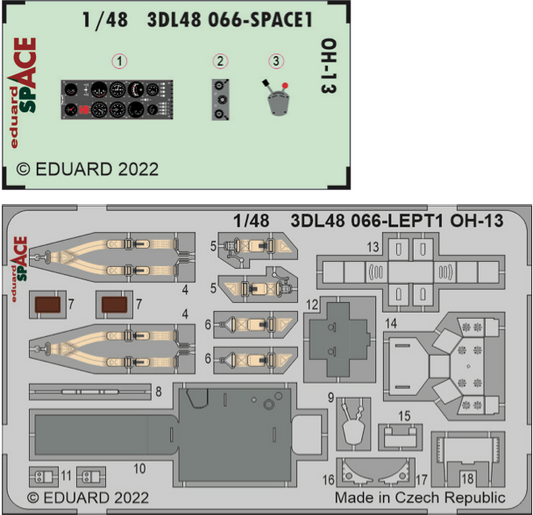 Eduard ED3DL48066 1:48 Bell OH-13 Sioux SPACE 3D Decal instruments etched parts