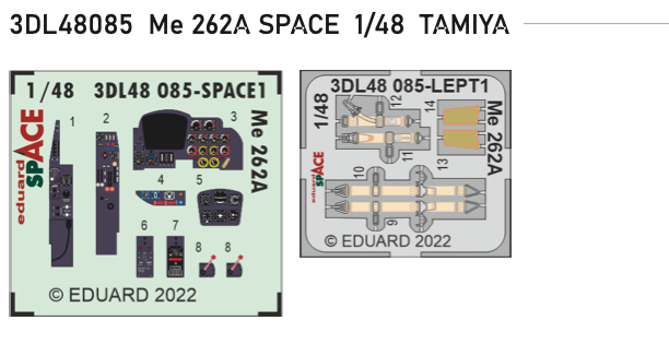 Eduard ED3DL48085 1:48 Messerschmitt Me-262A SPACE set