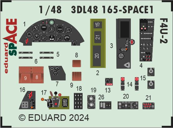 Eduard ED3DL48165 1:48 Vought F4U-2 SPACE Corsair