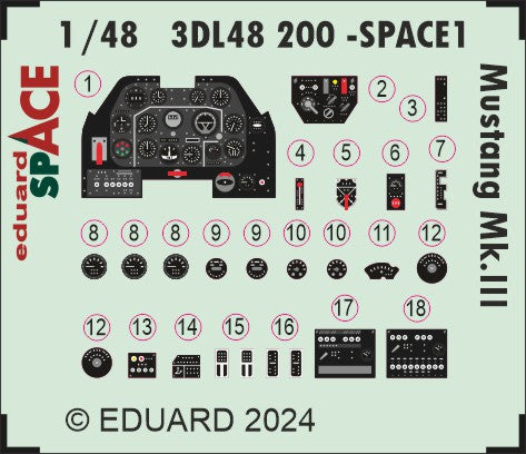 Eduard ED3DL48200 1:48 North-American Mustang Mk.III