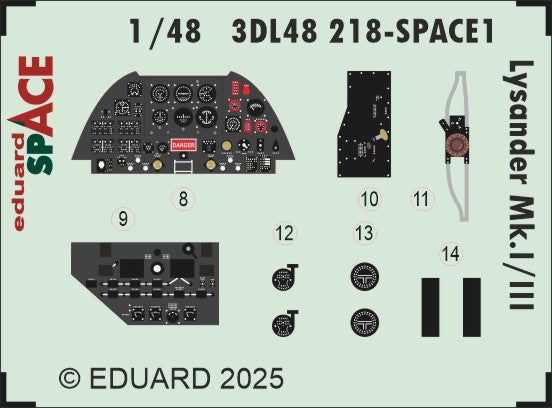 Eduard ED3DL48218 1:48 Westland Lysander Mk.I/Mk.III SPACE set