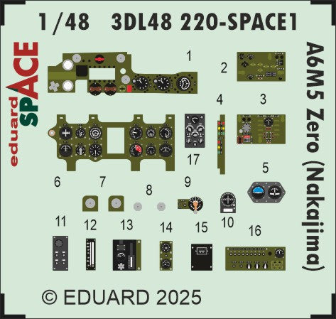 Eduard ED3DL48220 1:48 Nakajima A6M5 Zero