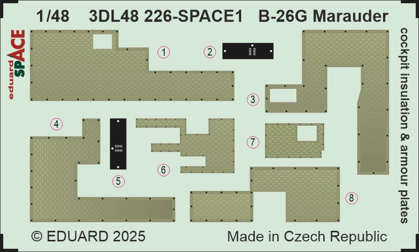 Eduard ED3DL48226 1:48 B-26G Marauder Cockpit Insulation SPACE Set