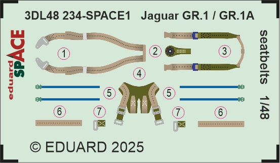 Eduard ED3DL48234 1:48 Sepecat Jaguar GR.1/GR.1A seatbelts SPACE set