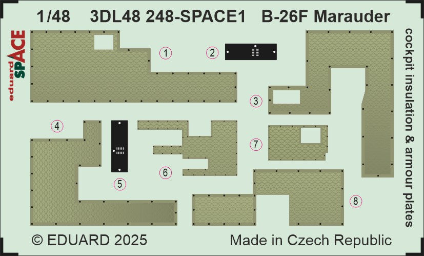 Eduard ED3DL48248 1:48 B-26F Marauder Cockpit Insulation SPACE Set