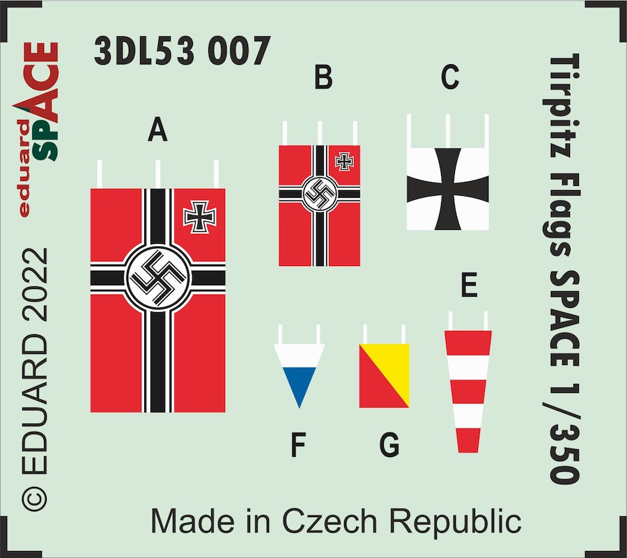 Eduard ED3DL53007 1:350 German Tirpitz Flags SPACE 3D Decal Set