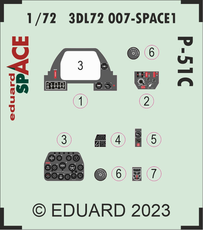 Eduard ED3DL72007 1:72 North-American P-51C Mustang SPACE set