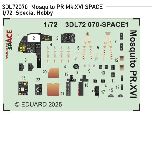 Eduard ED3DL72070 1:72 de Havilland Mosquito PR Mk.XVI SPACE set