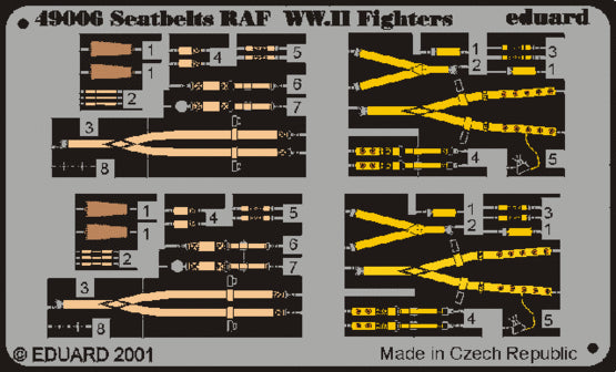 Eduard ED49006 1:48 RAF WWII seatbelts PRE-PAINTED IN COLOUR!