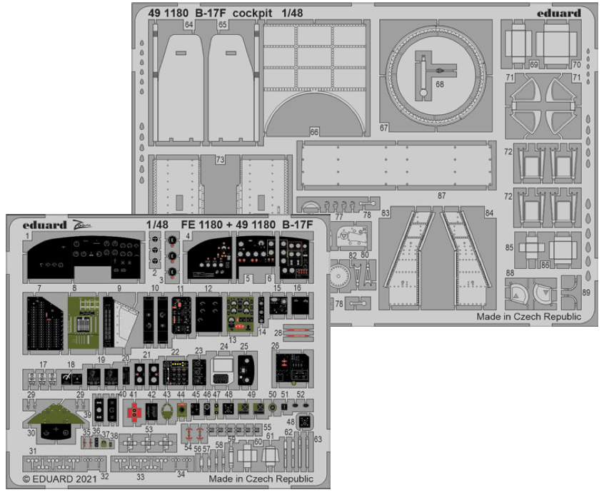 Eduard ED491180 1:48 Boeing B-17F Flying Fortress cockpit