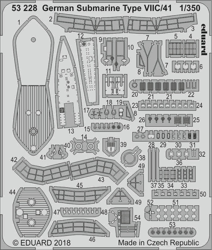 Eduard ED53228 1:350 German Submarine Type VIIC/41