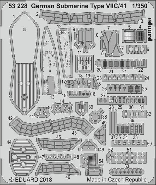 Eduard ED53228 1:350 German Submarine Type VIIC/41