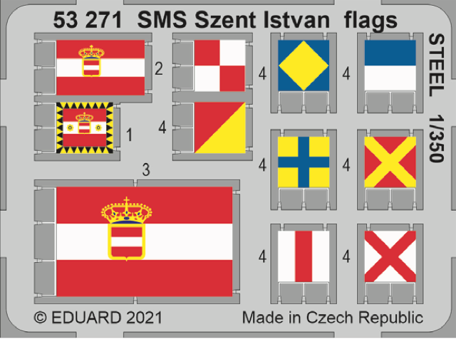 Eduard ED53271 1:350 SMS Szent Istvan flags STEEL