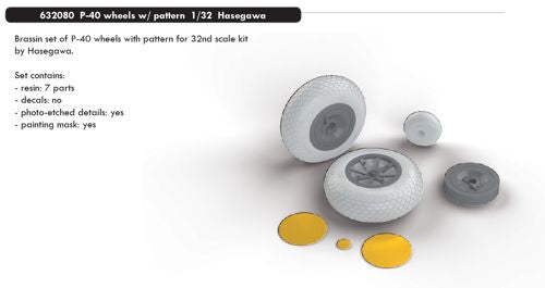 Eduard Brassin ED632080 P-40 Weighted Wheels with Pattern 1:32