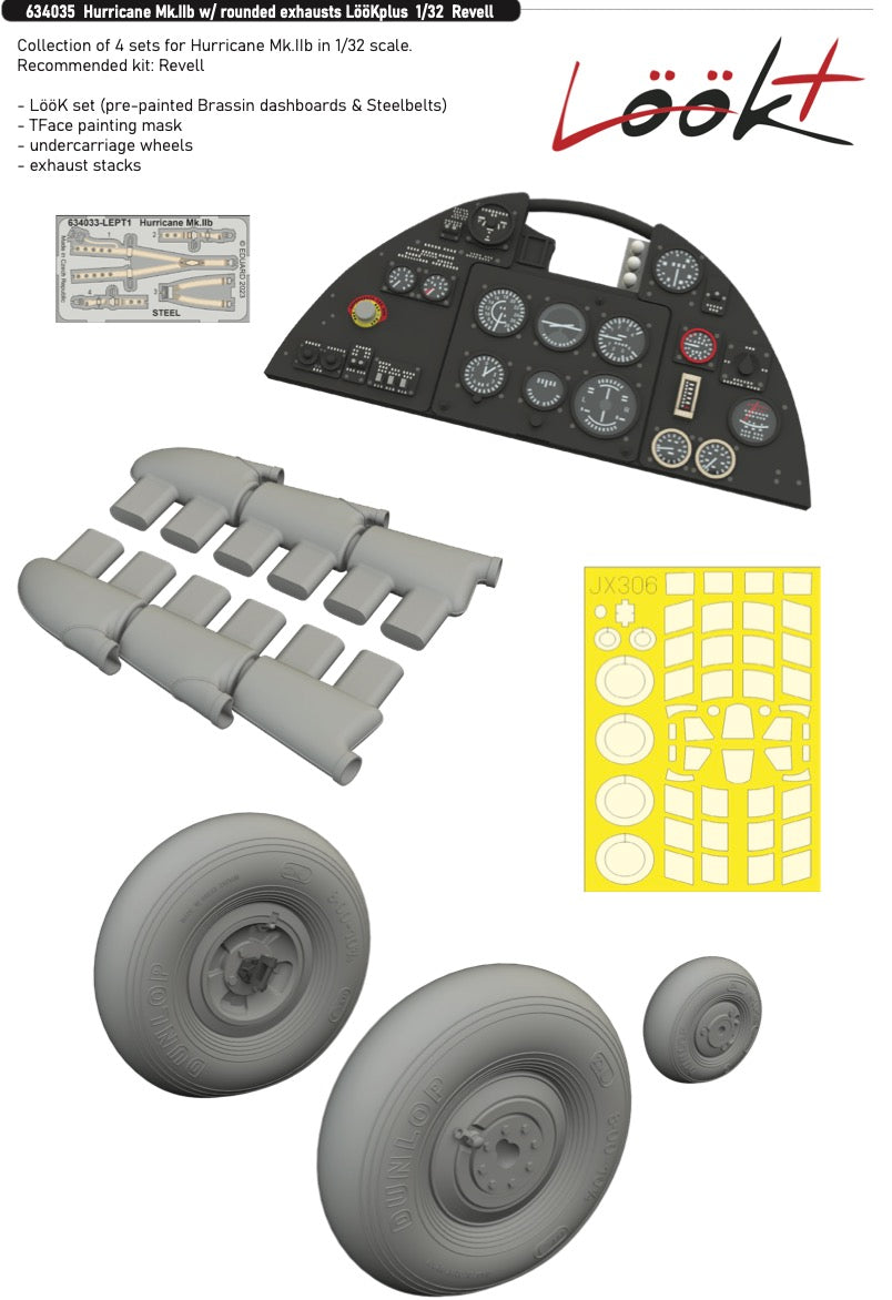 Eduard Brassin ED634035 1:32 Hawker Hurricane Mk.IIb rounded exhausts LooK plus