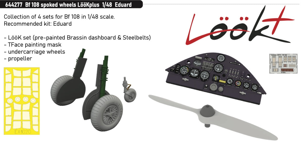 Eduard Brassin ED644277 1:48 Bf-108 LooKplus Panel & Spoked Wheels