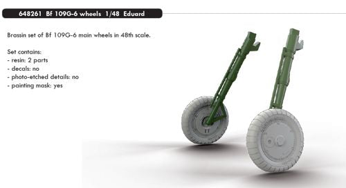 Eduard Brassin ED648261 1:48 Messerschmitt Bf-109G-6 wheels with Wtd tyre effect