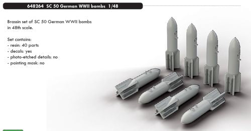 Eduard Brassin ED648264 1:48 8 x German bombs SC-50