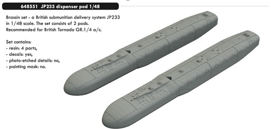 Eduard Brassin ED648551 1:48 JP233 dispenser pod