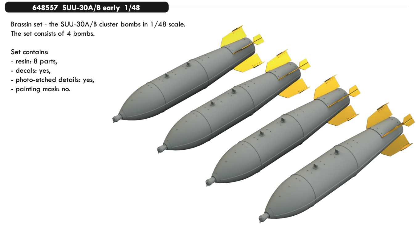 Eduard Brassin ED648557 1:48 SUU-30A/B early cluster bombs