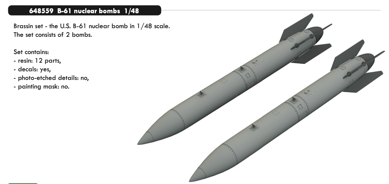 Eduard Brassin ED648559 1:48 B61 nuclear bombs