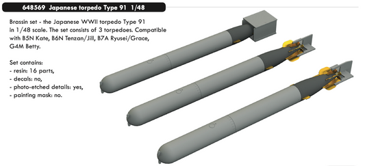 Eduard Brassin ED648569 1:48 Japanese torpedo Type 91