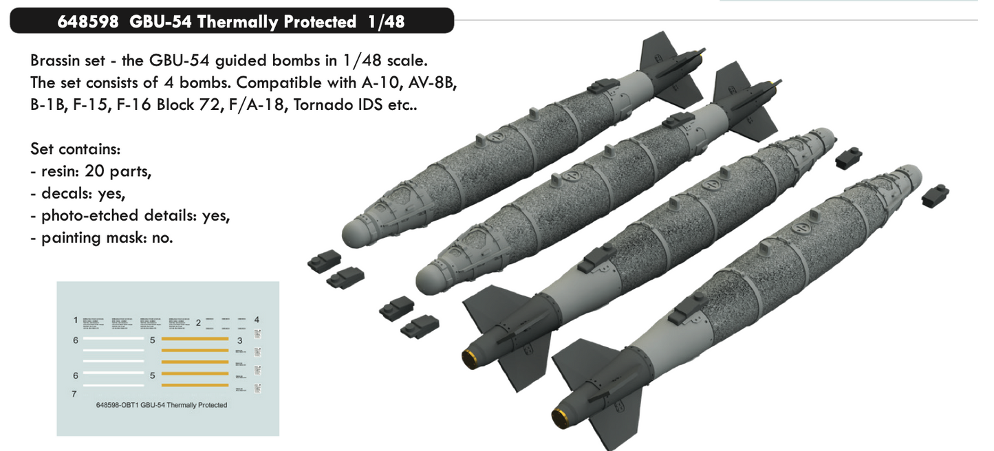 Eduard Brassin ED648598 1:48 GBU-54 Thermally Protected