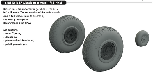 Eduard Brassin ED648642 B-17F Cross Tread Weighted Wheels 1:48