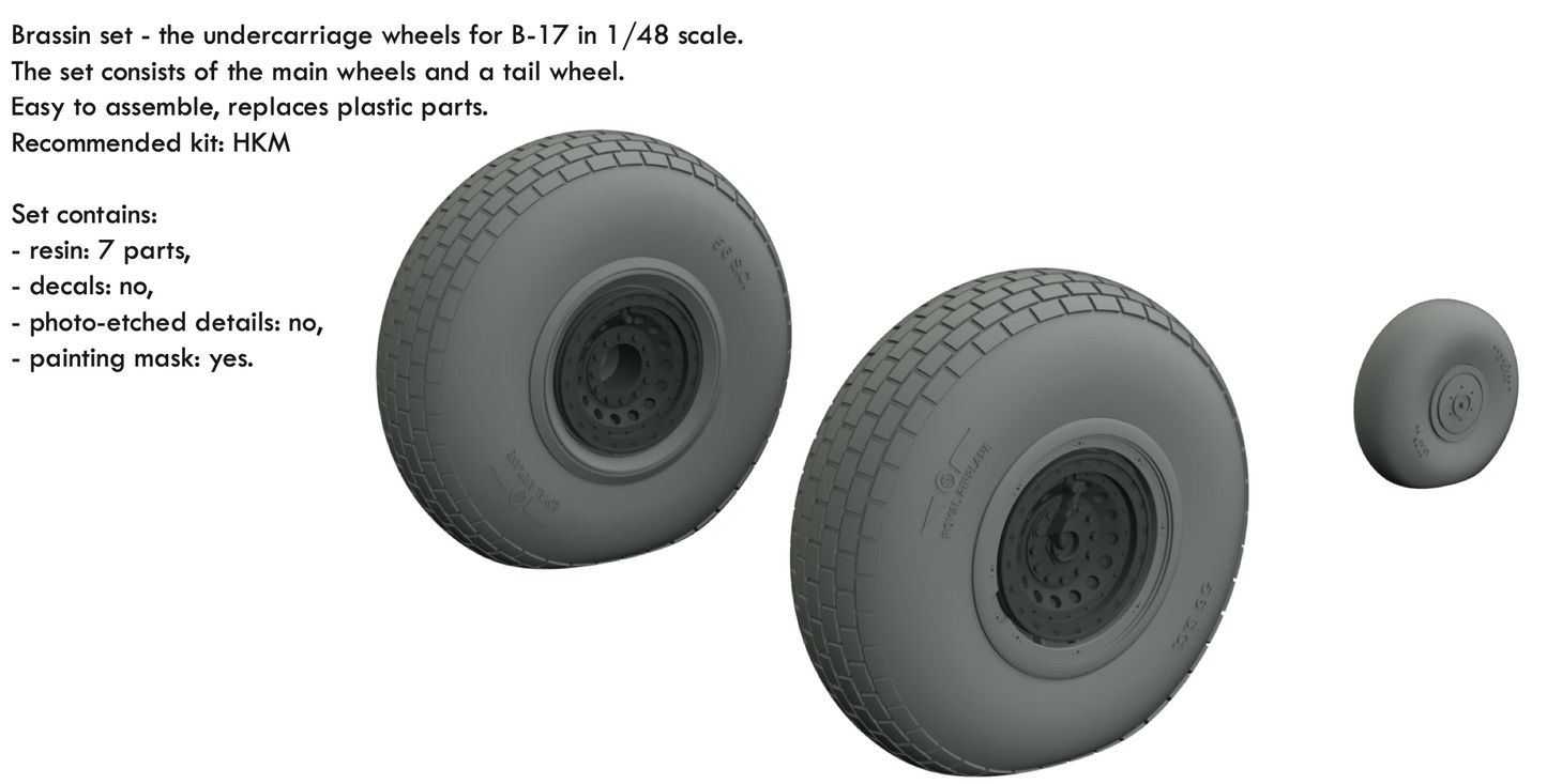 Eduard Brassin ED648643 1:48 B-17F/G Flying Fortress Block Tread Weighted Wheels