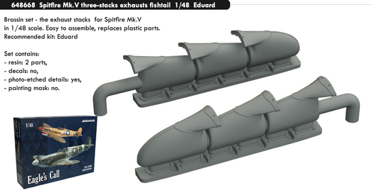 Eduard Brassin ED648668 1:48 Spitfire Mk.V three-stacks exhausts fishtail