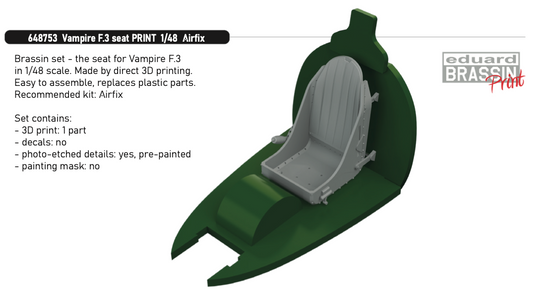 Eduard Brassin ED648753 1:48 de Havilland Vampire F.3 seat