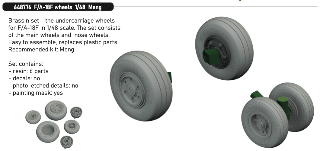 Eduard Brassin ED648776 1:48 Boeing F/A-18F Hornet wheels