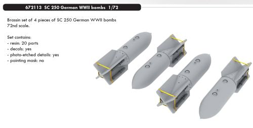 Eduard Brassin ED672113 1:72 4 x German bombs SC-250