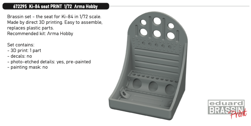 Eduard Brassin ED672295 1:72 Nakajima Ki-84 Hayate seat