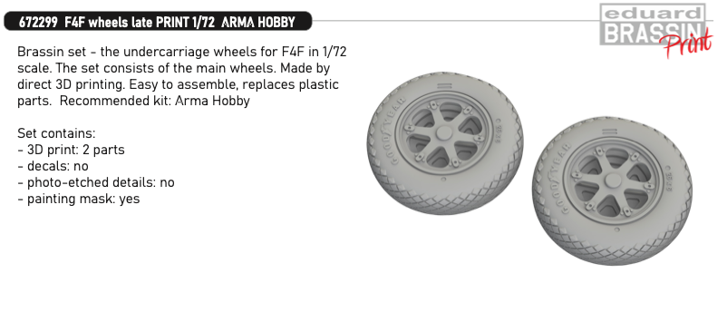 Eduard Brassin ED672299 1:72 Grumman F4F Wildcat wheels late