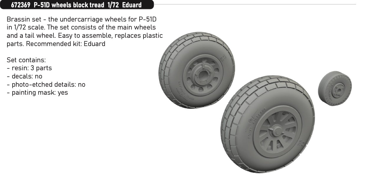 Eduard Brassin ED672369 North-American P-51D Mustang wheels block tread 1:72