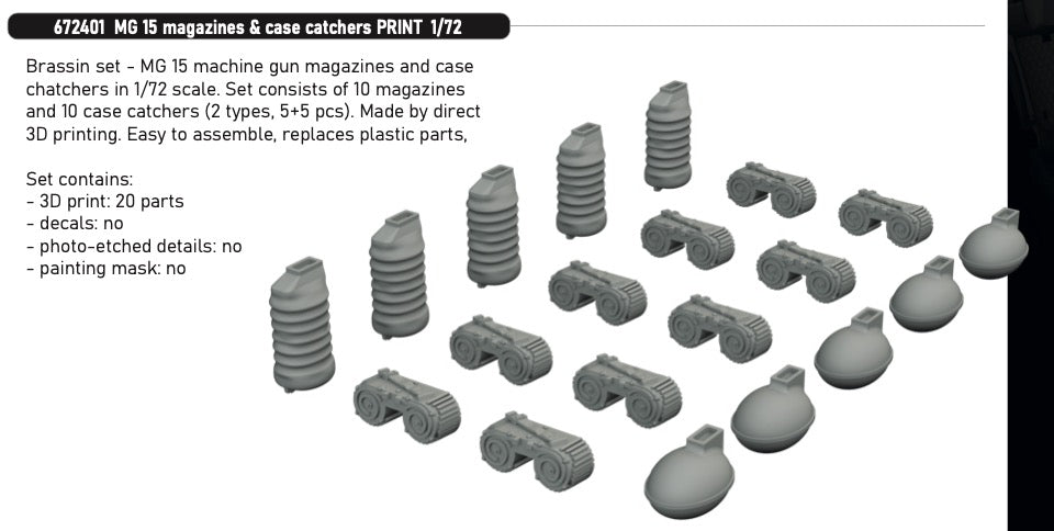 Eduard Brassin ED672401 MG 15 magazines & case catchers 3D-Printed 1:72