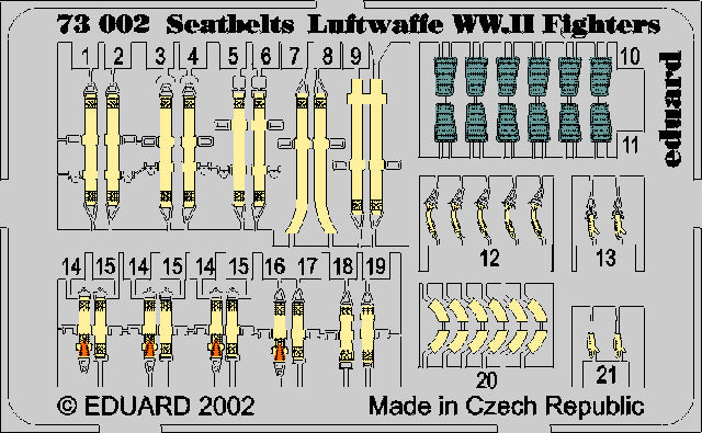 Eduard ED73002 1:72 Luftwaffe fighter seatbelts PRE-PAINTED IN COLOUR!