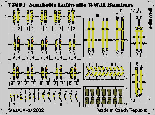 Eduard ED73003 1:72 Luftwaffe bomber seatbelts PRE-PAINTED IN COLOUR!