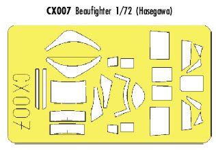 Eduard EDCX007 1:72 Bristol Beaufighter canopy frame paint mask
