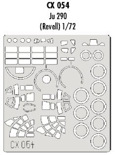 Eduard EDCX054 1:72 Junkers Ju-290A-5/Ju-290A-7 canopy frame paint mask