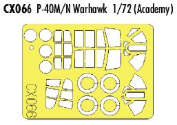 Eduard EDCX066 1:72 Curtiss P-40M/P-40N Warhawk canopy frame and wheels etc