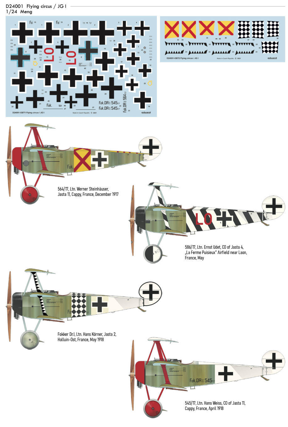 Eduard EDD24001 Fokker Dr.I Triplane Flying circus / JG I 1:24