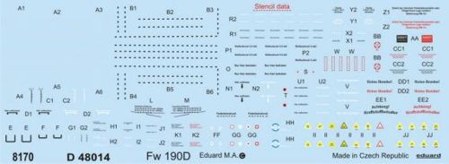 Eduard EDD48014 1:48 Focke-Wulf Fw-190D-9 stencils