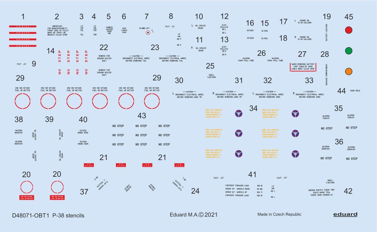 Eduard EDD48071 1:48 Lockheed P-38 stencils
