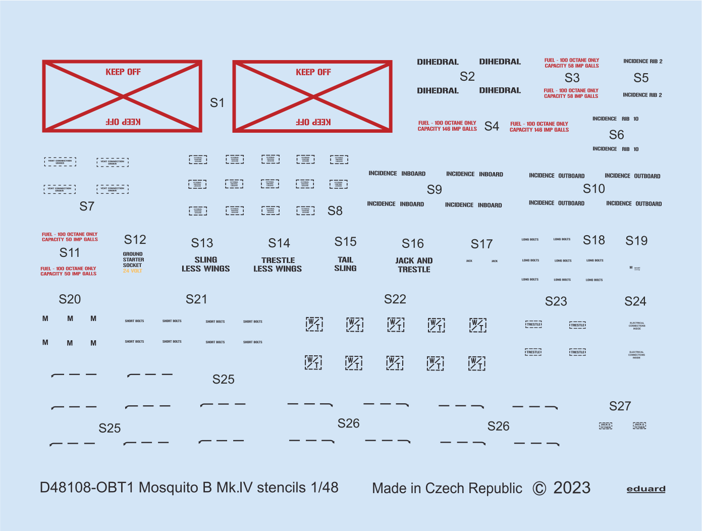 Eduard EDD48108 1:48 de Havilland Mosquito B Mk.IV stencils