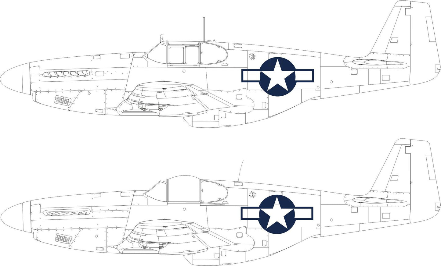 Eduard EDEX1038 North-American P-51B/P-51C Mustang US national insignia 1:48