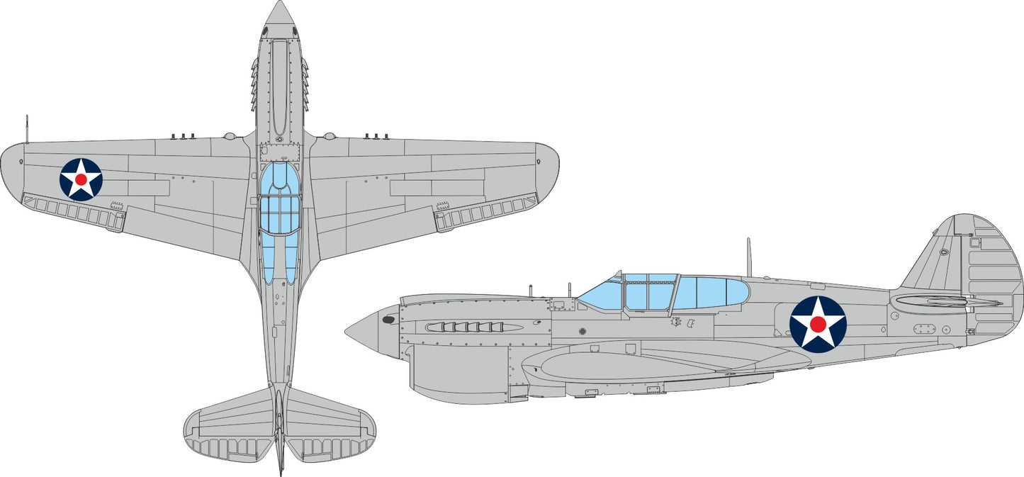 Eduard EDEX1124 1:48 Curtiss P-40E Warhark US national insignia with red center