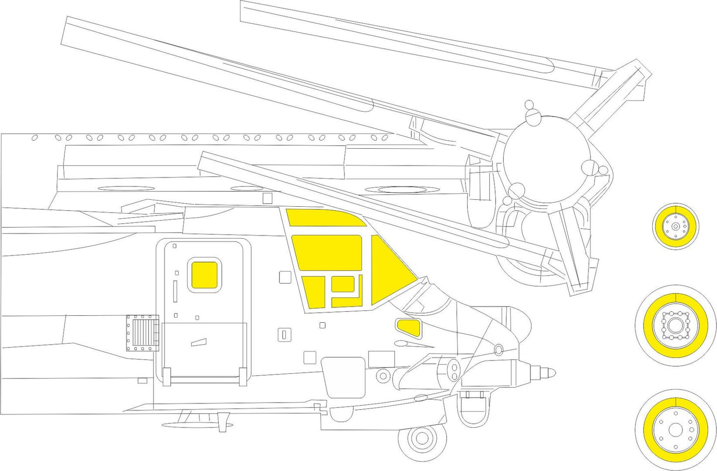 Eduard EDEX774 1:48 Bell-Boeing MV-22 wheels and TFace canopy frame paint mask