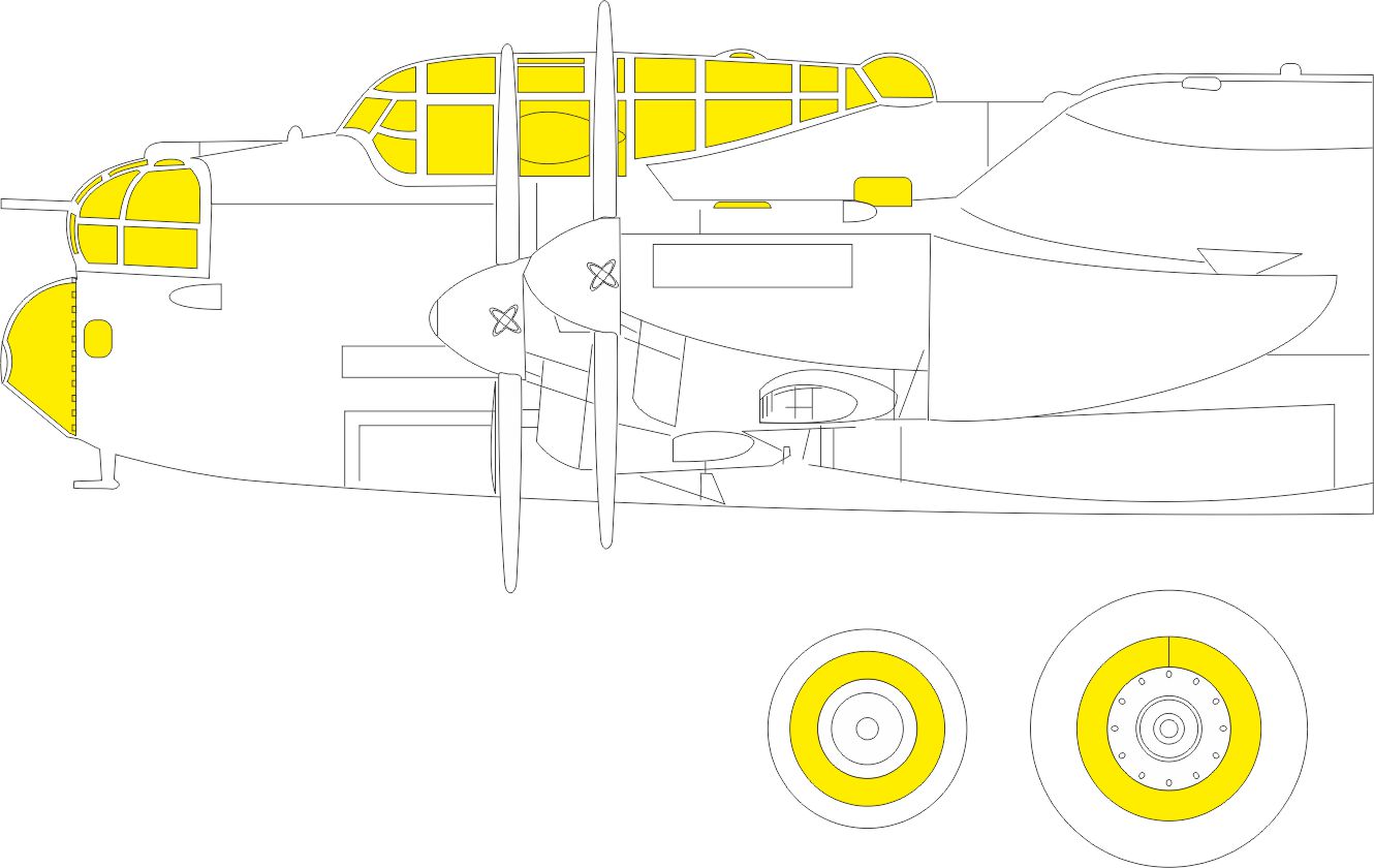 Eduard EDEX792 1:48 Avro Lancaster B Mk.I wheels and canopy frame paint mask
